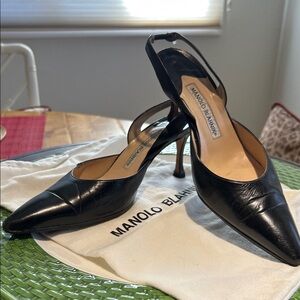 Manolo Blahnik Black Leather Heels